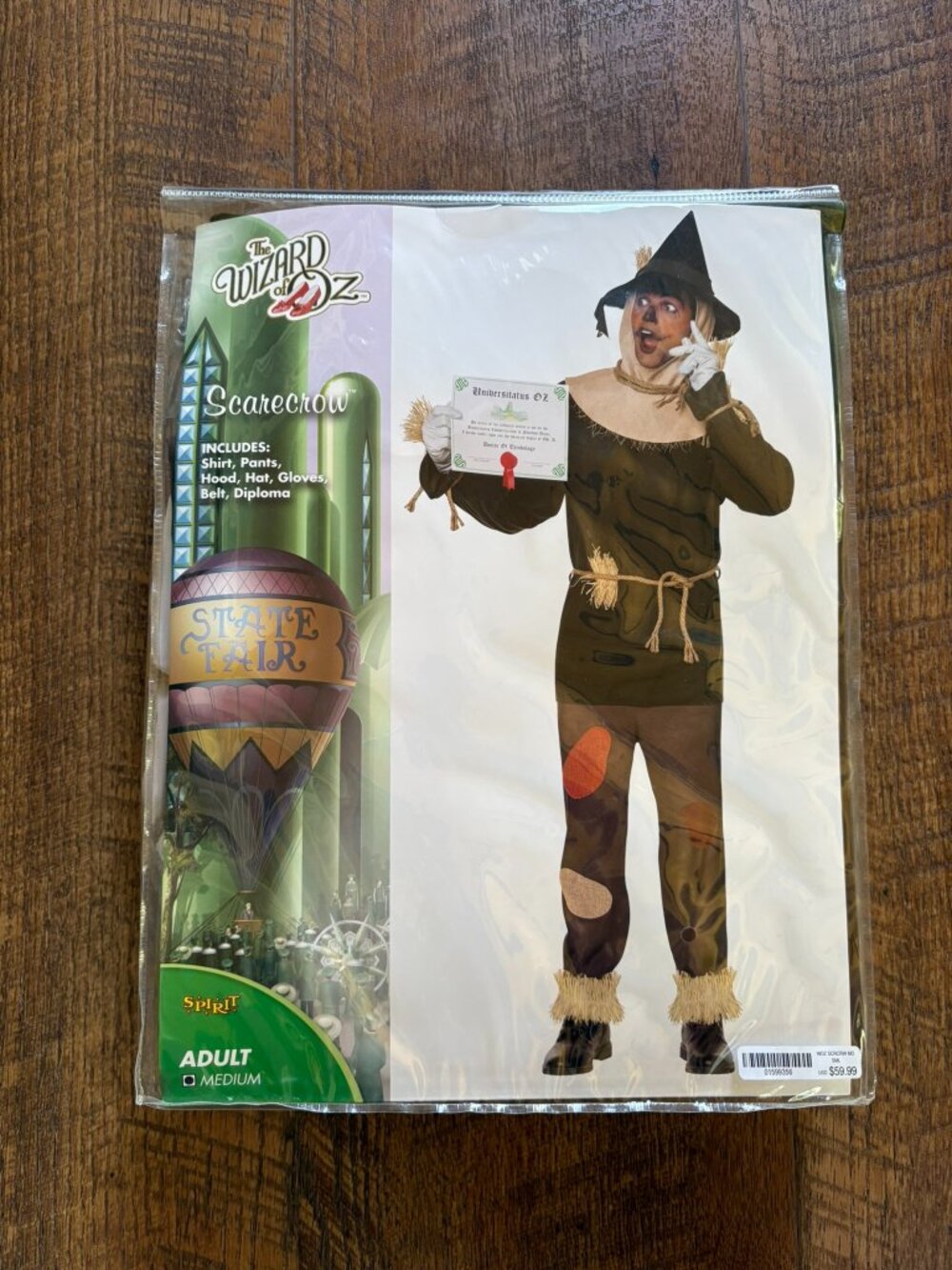 New in Bag, Spirit Wizard of Oz costume: scarecrow, Size Adult Medium